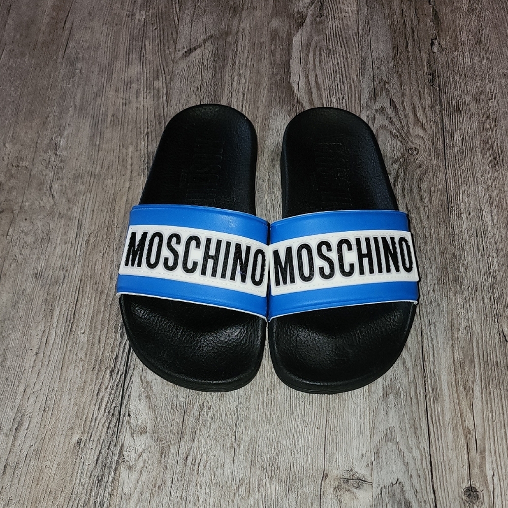 Moschino Black and Blue Slides